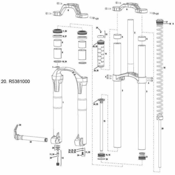 RockShox Zestaw wału sprężyny RockShox Coil Spring Shaft – Domain Dual Crown A1–A3 / BoXXer Race/RC/Team/R2C2 (2007–2018)
